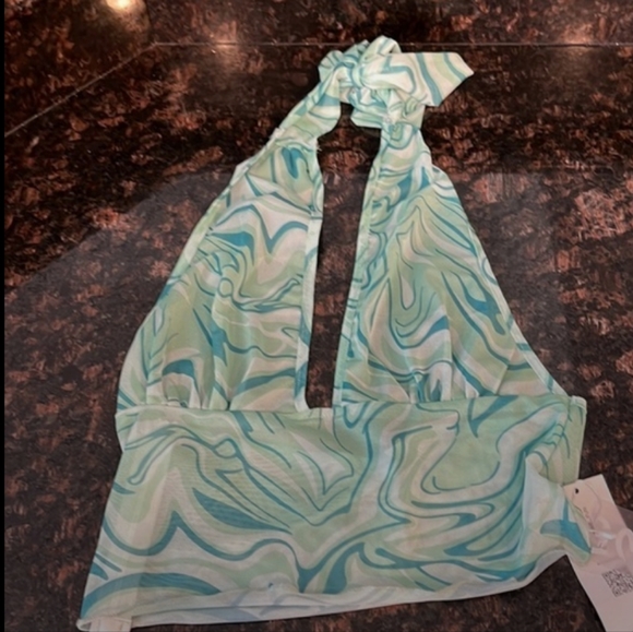 Romwe Multi pattern sheer halter crop top - Picture 1 of 5